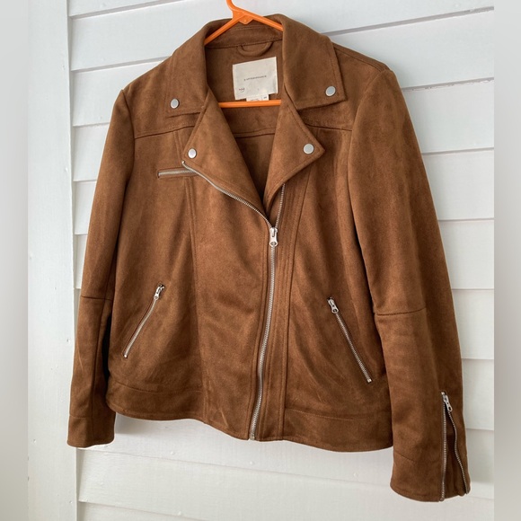 Anthropologie | Faux Suede Moto Jacket Brown Cropped Biker Size XXS - Picture 6 of 12